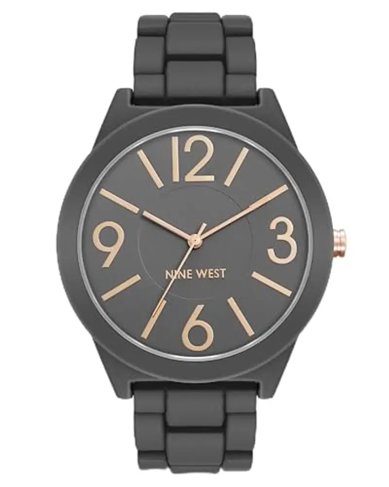 Nine West Orologio da polso da donna in gomma, NW/1678, Grigio