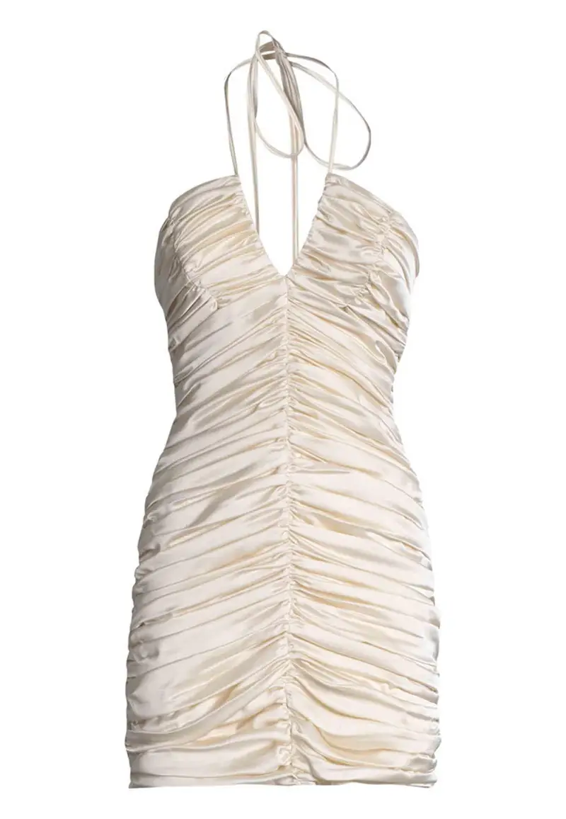 Nineminutes Abito donna corto in tessuto bianco con drappeggio centrale Donna THE PAOLINA DOUBLE 300