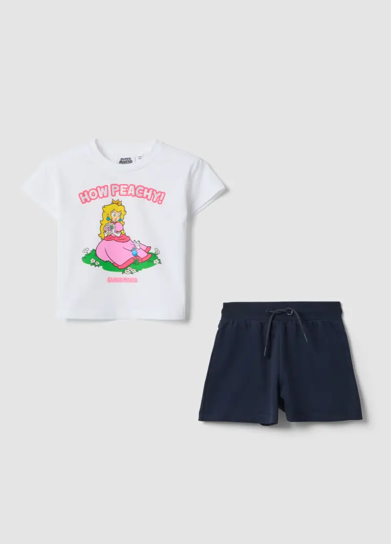 Nintendo Set In Cotone Elasticizzato Multicolor Da Bambina Con Stampa Peach, Multicolor