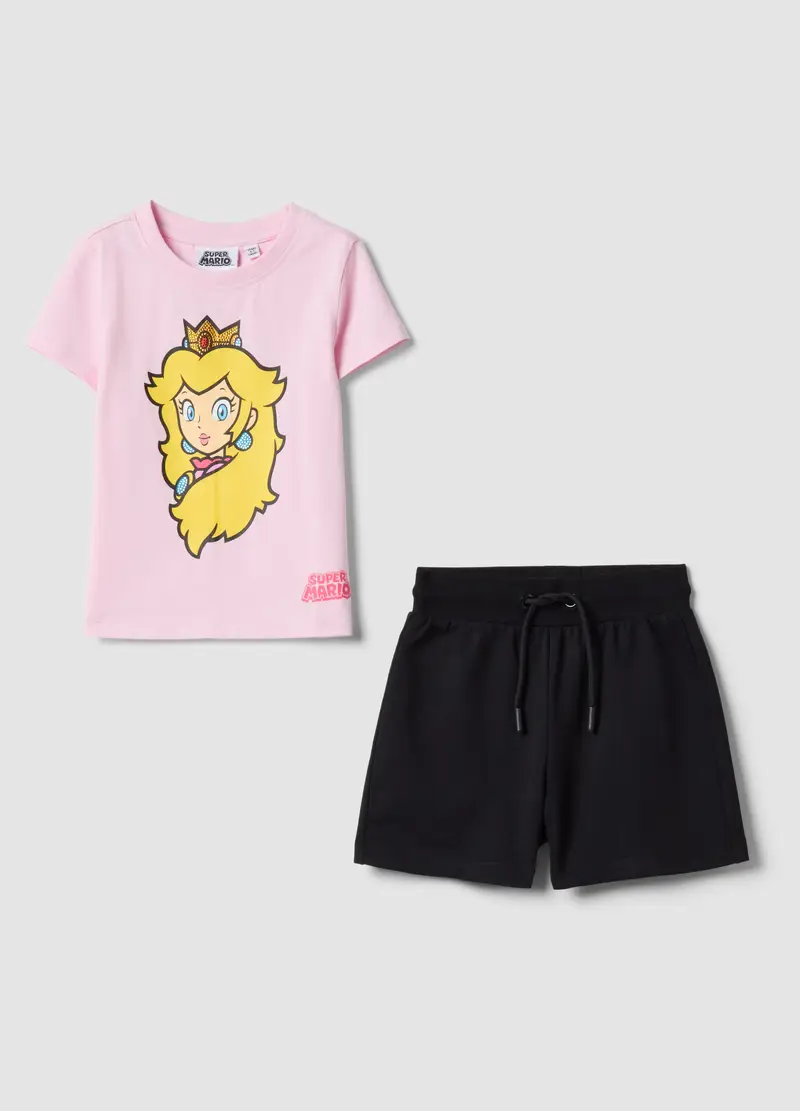 Nintendo Set In Cotone Elasticizzato Multicolor Da Bambina Con Stampa Peach, Multicolor