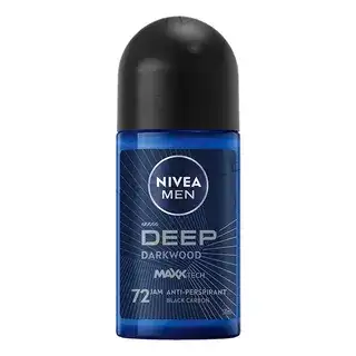 Nivea Men Deep Darkwood Maxxtech Anti-Perspirant Black Carbon Deodorant Roll On 50ml