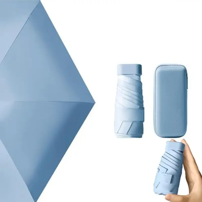 Nnicorns Travel Ombrello Pieghevole per Borsa con Custodia, Mini Ombrello Pioggia UV Protezione Sole, 6 costole ombrello portatile Per