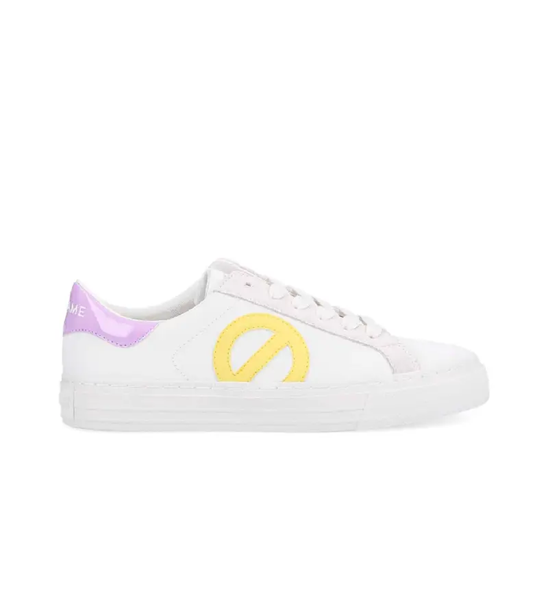 NO NAME per donna. MNGMNS0 Sneakers in pelle bianca con chiusura con lacci, Bianco, Basso, Stringhe, Casual Viola