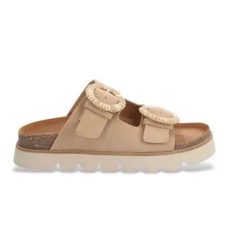 NO NAME per donna QNXSVS0 Sandali in pelle marrone sabbia, Basso, Nessuno, Casual