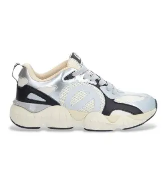 NO NAME per uomo QNVLMEM Sneakers Krazee Runner in pelle argentata, Argento, Basso, Stringhe, Casual, Sportivo