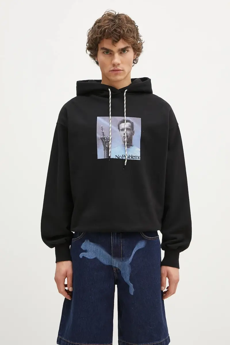 No Problemo felpa in cotone I ll Be Back Hoodie uomo colore nero con cappuccio NP20015.02