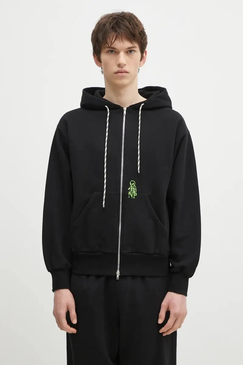No Problemo felpa in cotone Mini Alien Zip Through Hoodie uomo colore nero con cappuccio con applicazione NP20030.02