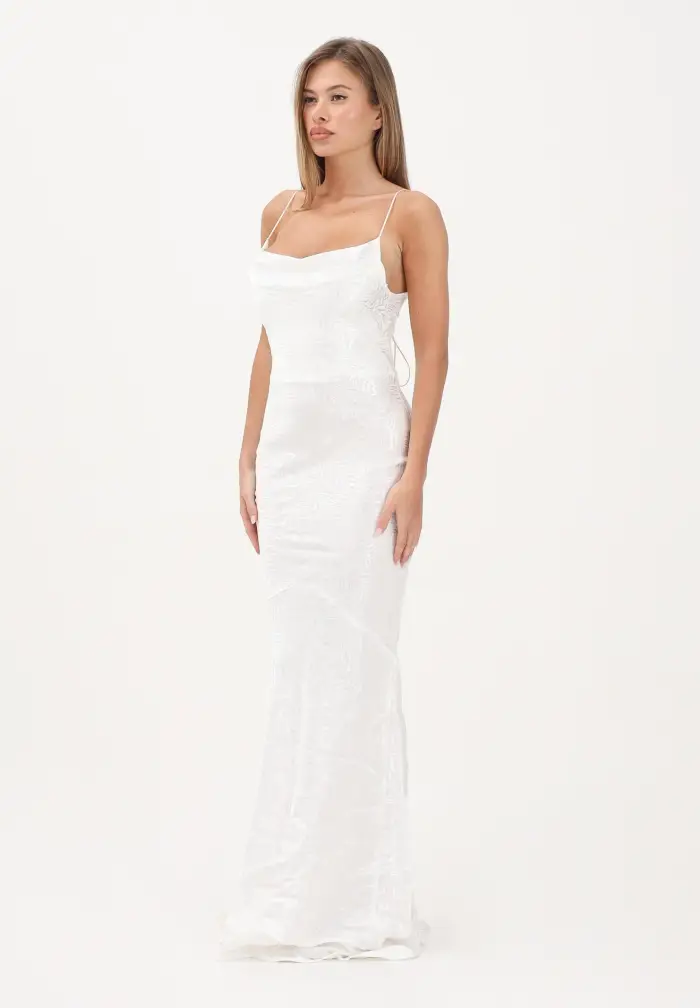 Abito lungo satin bianco da donna