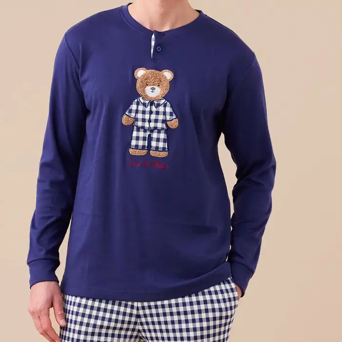 Noi Di Notte Pigiama serafino daniel 3144 caldo cotone uomo blu navy