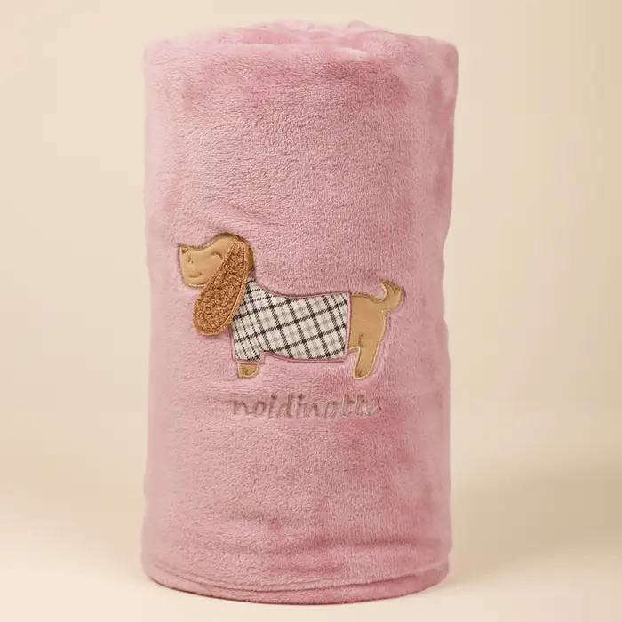 Noi Di Notte Plaid con applicazione tinta unita bc937 rosa