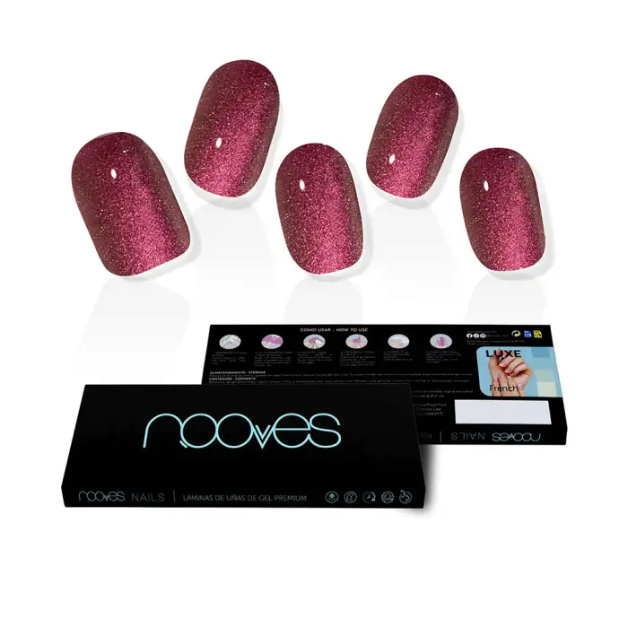 Nooves Lamine Unghie Gel Ruby Claret Premium Glam Glitter 20 U