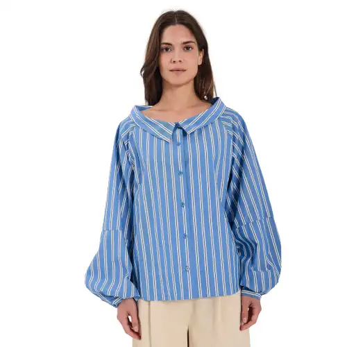 Norr Camicia a maniche lunghe a righe casual con col ampio donna Shala