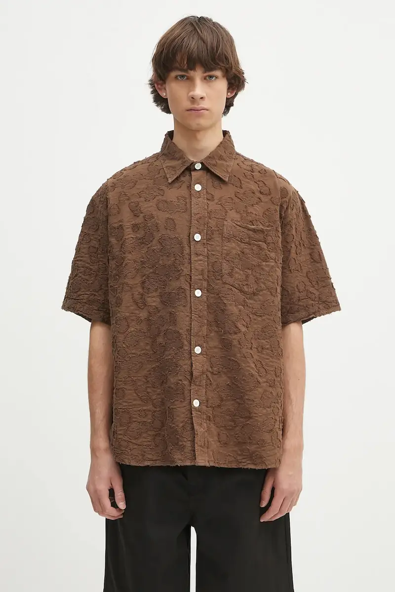 Norse Projects camicia Mo Oversized Fil Coupe SS Shirt uomo colore marrone N40.0830.2033