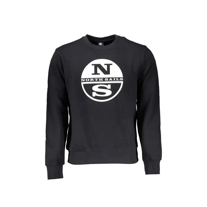 North Sails Felpa Uomo Nera Girocollo in Cotone Garzato Nero