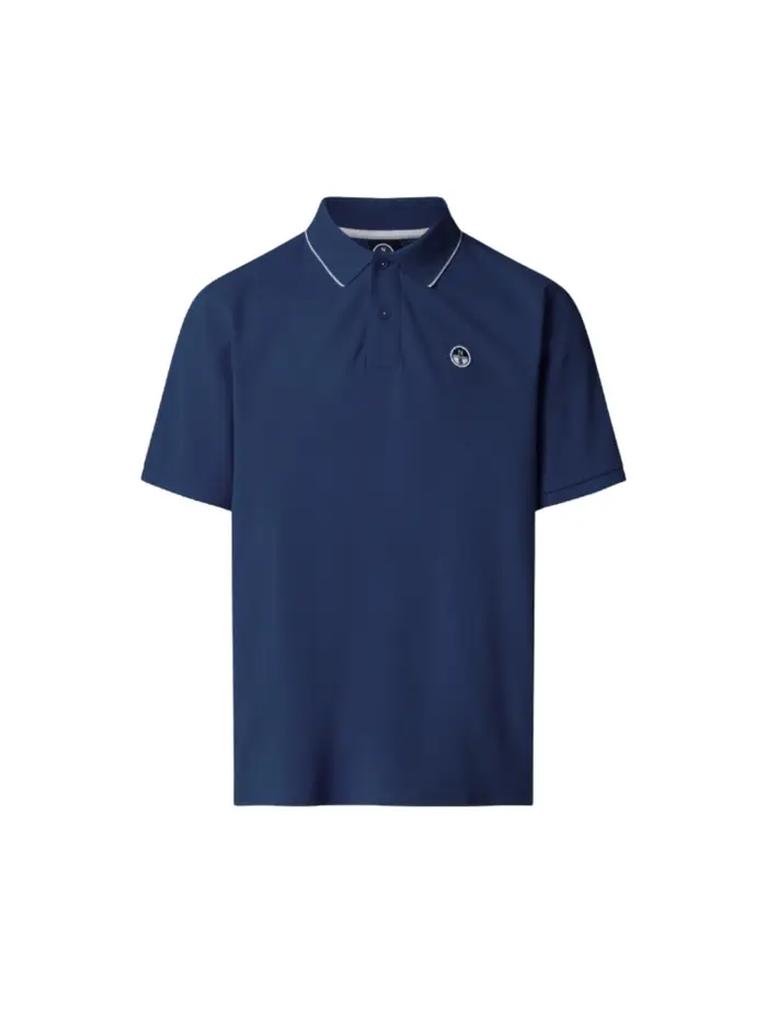 North Sails polo in cotone blu navy con bordi a contrasto e patch logo
