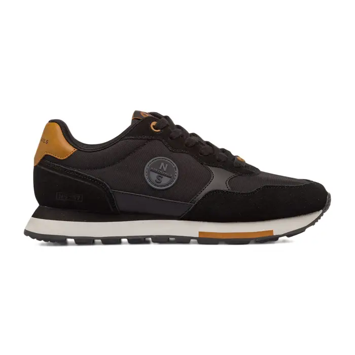 NORTH SAILS Sneakers nere da uomo in tessuto tecnico e inserti effetto scamosciato