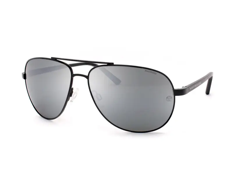 North Sails Unisex Marco NS045 Occhiali da sole Metallo Nero Argento Pilot Polarizzata