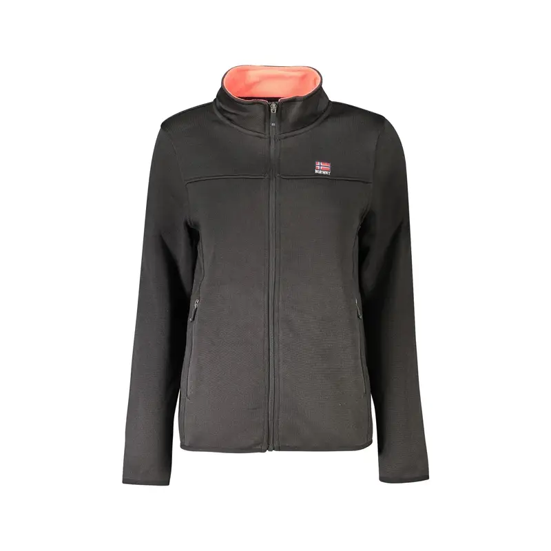 Norway 1963 Felpa Donna Nera Zip Felpata Dettagli Contrasto Nero