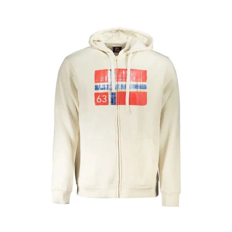 Norway 1963 Felpa Uomo Bianca con Cappuccio e Zip Bianco