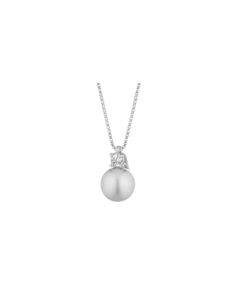 NOTINI-ORO Girocollo in oro bianco 18Kt diamanti e perle naturali C-CIO1L/5