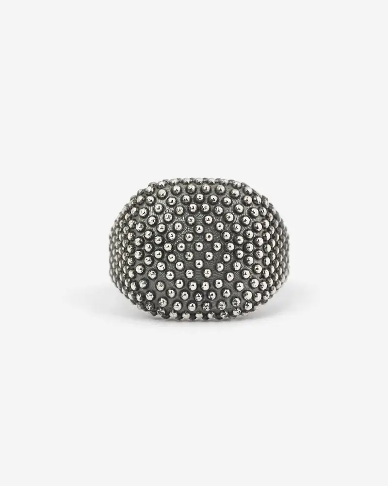 Nove25 Anello Chevalier Quadrato Puntinato Brunito Lucido