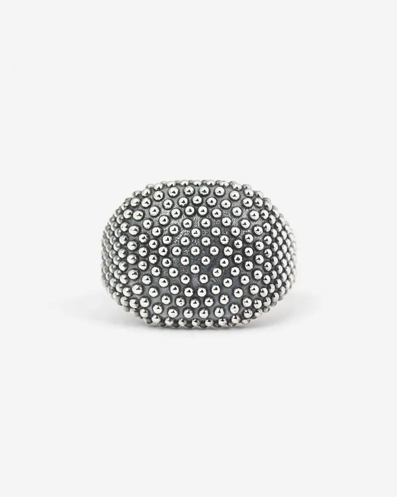 Nove25 Anello Chevalier Quadrato Puntinato Da Mignolo Brunito Lucido