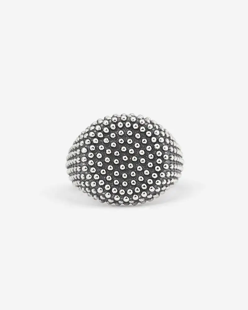 Nove25 Anello Chevalier Tondo Puntinato Da Mignolo Brunito Lucido