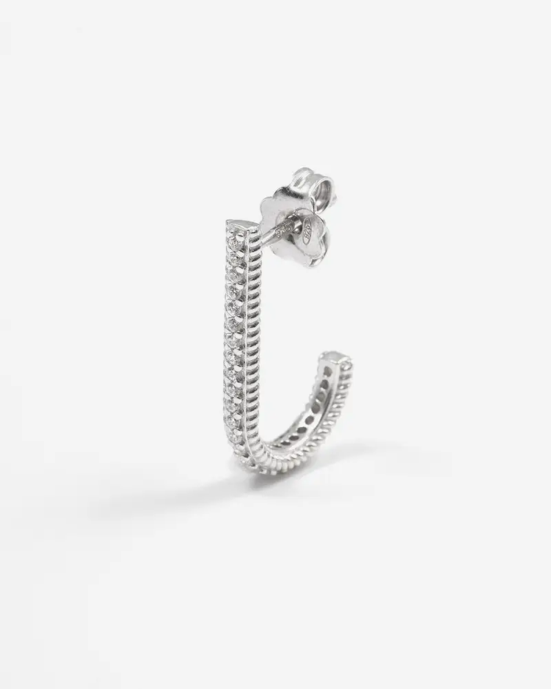 Nove25 Archive Sale 30 Orecchino Fancy Hook In Argento Con Brillanti Lucido