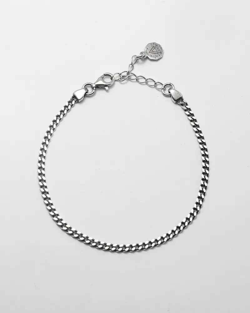 Nove25 Bracciale Grumetta Filo 080 In Argento Brunito Lucido