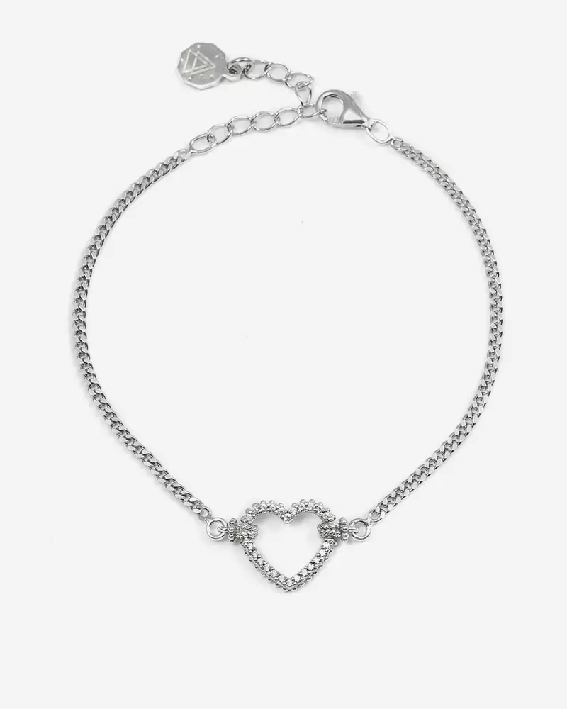 Nove25 Bracciale In Argento Tight Love Con Cuore Con Brillanti Lucido