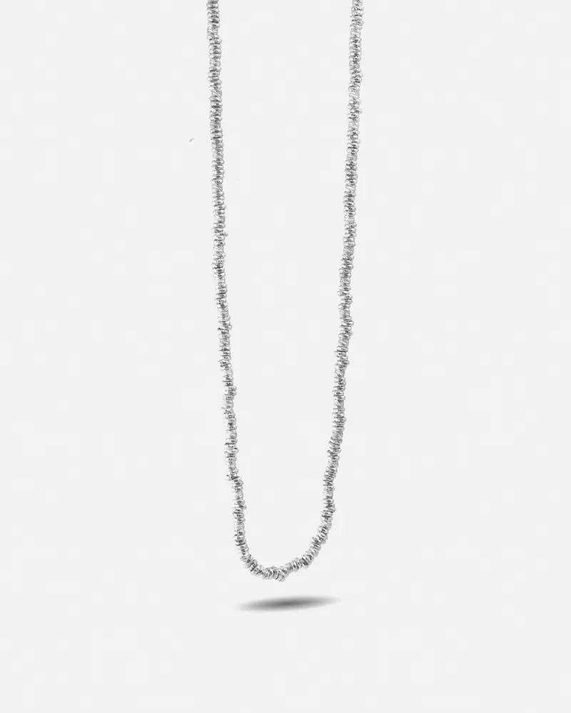 Collana Anellini Diamantati In Argento Lucido