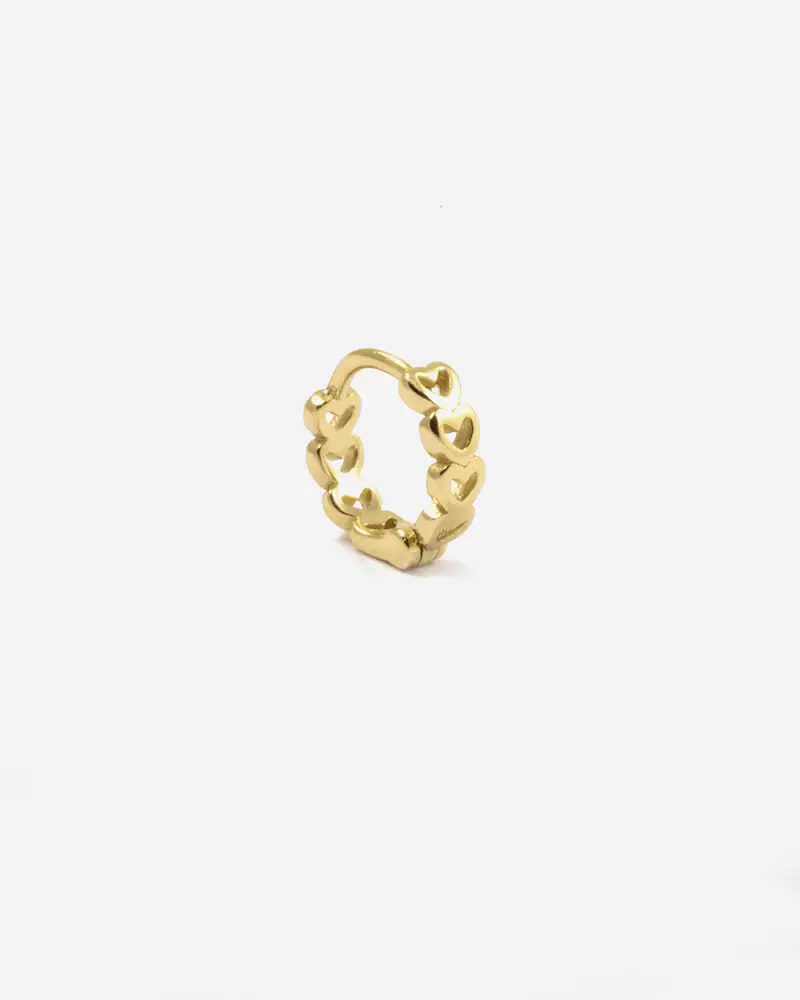 Nove25 Orecchino A Cerchio Piercing Cuori Placcato Oro Lucido