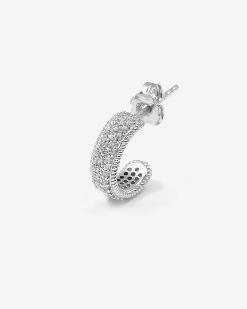 Nove25 Orecchino Bright Band In Argento Con Brillanti Lucido