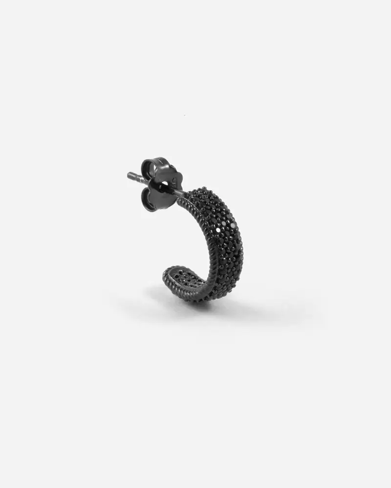 Nove25 Orecchino Bright Black Band Con Brillanti Neri Lucido