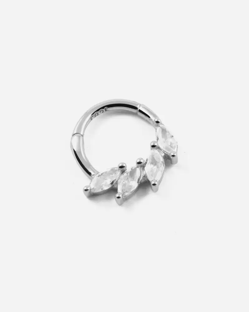 Nove25 Orecchino Cerchio Silver Fan Septum In Argento Con Pietre Lucido