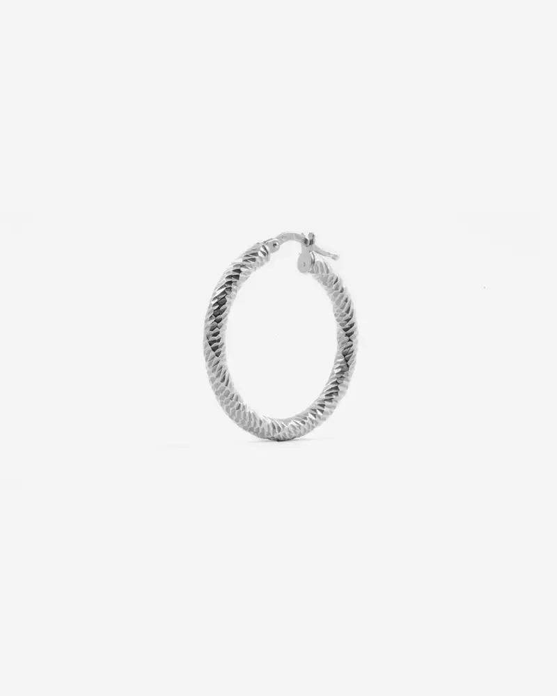 Nove25 Orecchino Diamond Hoop Grande In Argento Rodiato Lucido