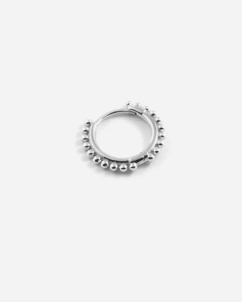 Nove25 Orecchino Piercing Etnico Medio In Argento Rodiato Lucido
