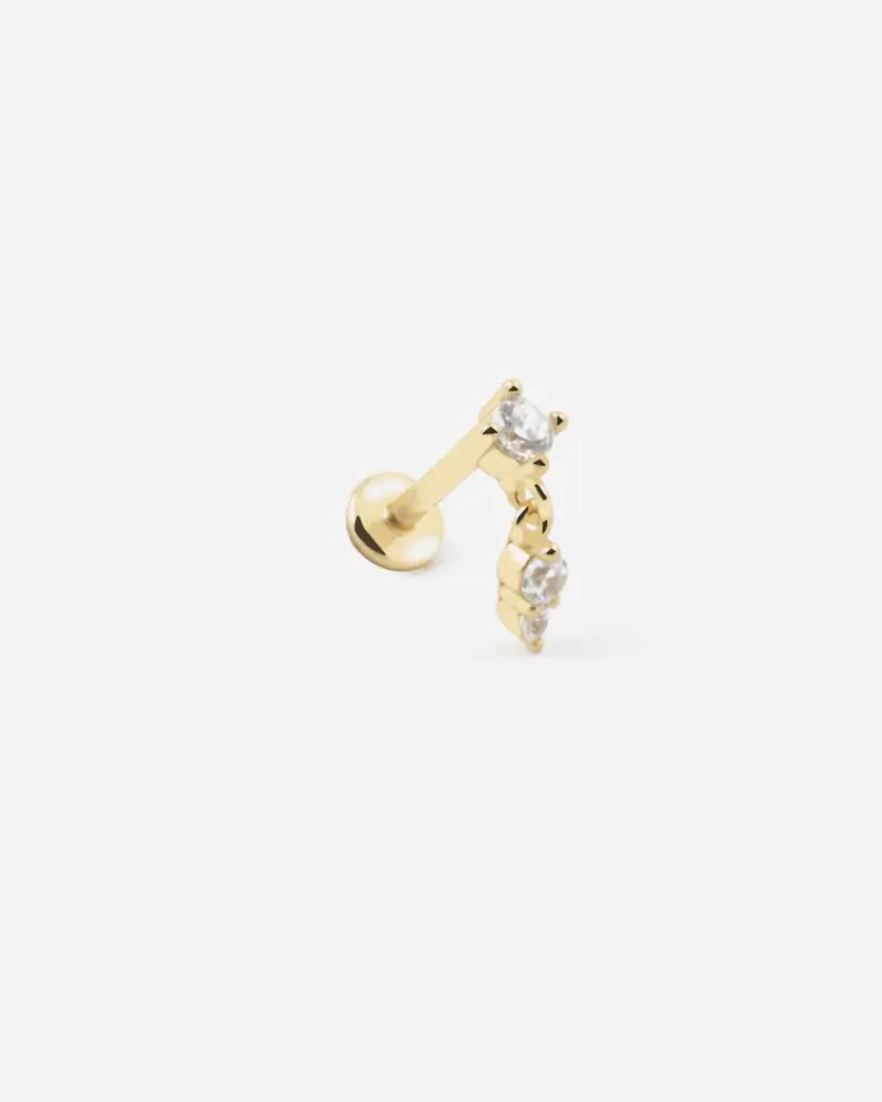 Nove25 Orecchino Piercing Golden Addendum Placcato Oro Con Pietre Lucido