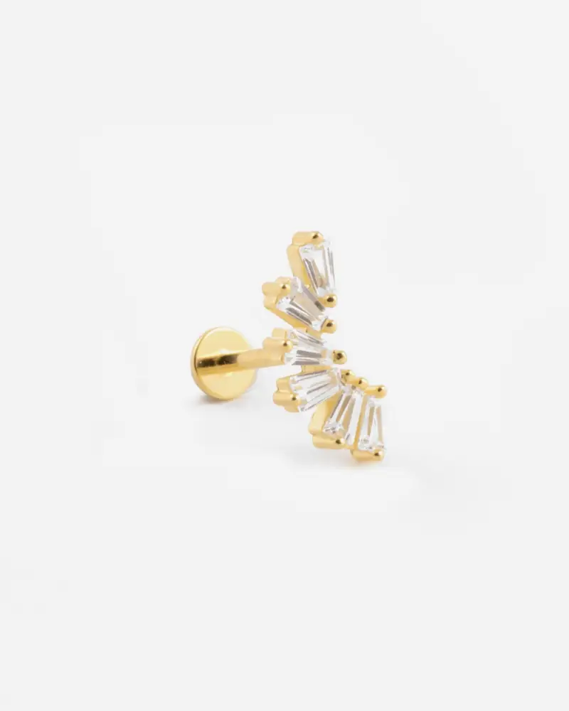 Nove25 Orecchino Piercing Golden Bloom Placcato Oro Con Pietre Lucido