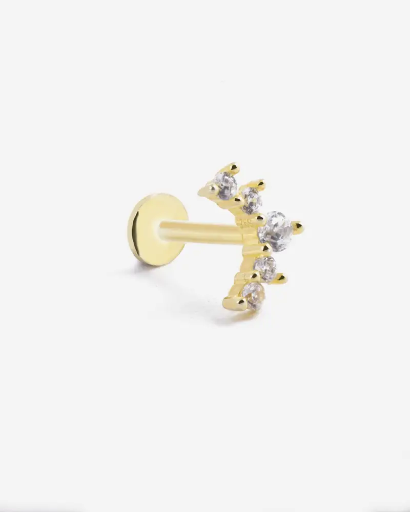 Nove25 Orecchino Piercing Golden Quote Placcato Oro Con Brillanti Lucido