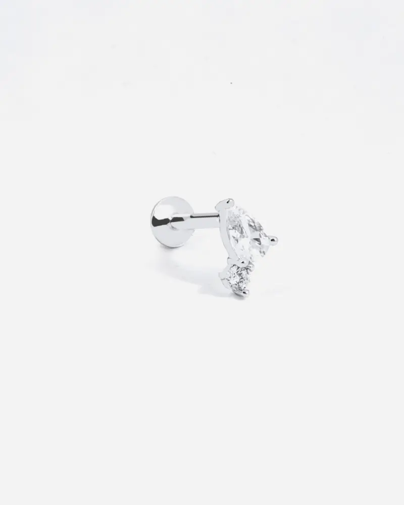 Nove25 Orecchino Piercing Solitario Silver Shiny Drop In Argento Lucido