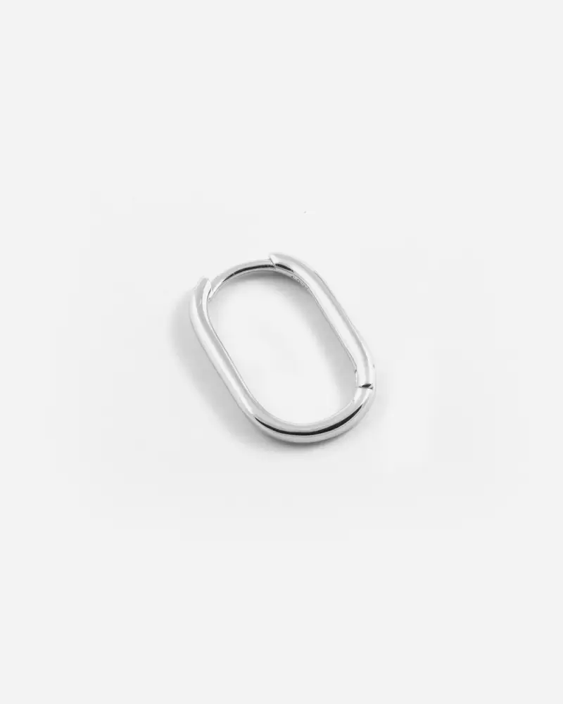 Nove25 Orecchino Singolo Ovale Medio Soft / Rodio Lucido
