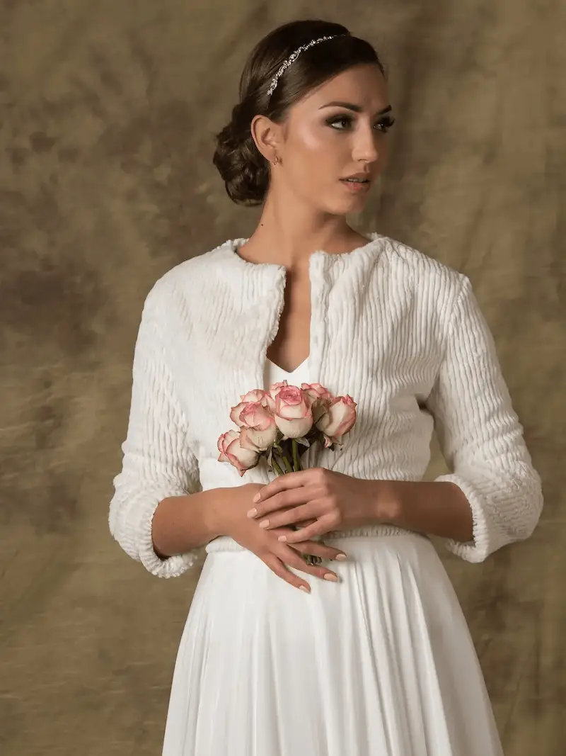 Novias FRESIA F13- Giacca in pelle sintetica Avorio | Maat Ivory