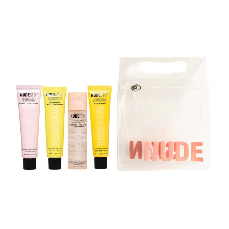 Nudestix Set maschera peel-off detox viso 60 ml + balsamo detergente agli agrumi 60 ml + maschera idratante giorno e notte 60 ml + tonica