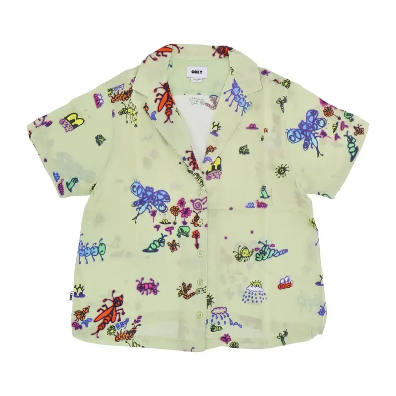 Obey Camicia Manica Corta Donna Doodle Relaxed Shirt Aloe Gel