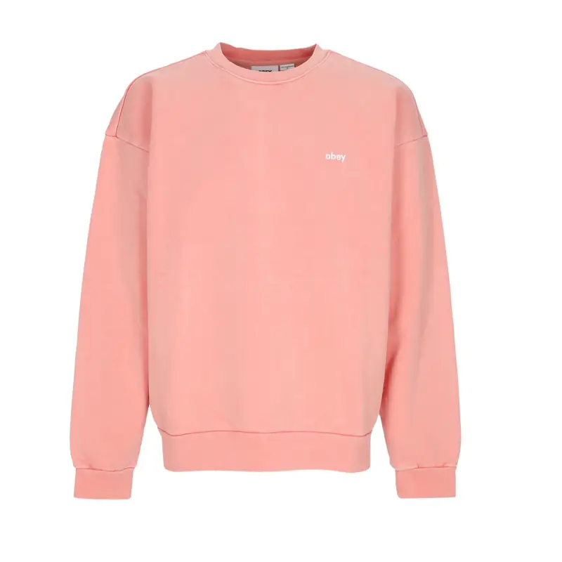 Obey Felpa Leggera Girocollo Uomo Lowercase Pigment Crew Fleece Pigment Shell Pink
