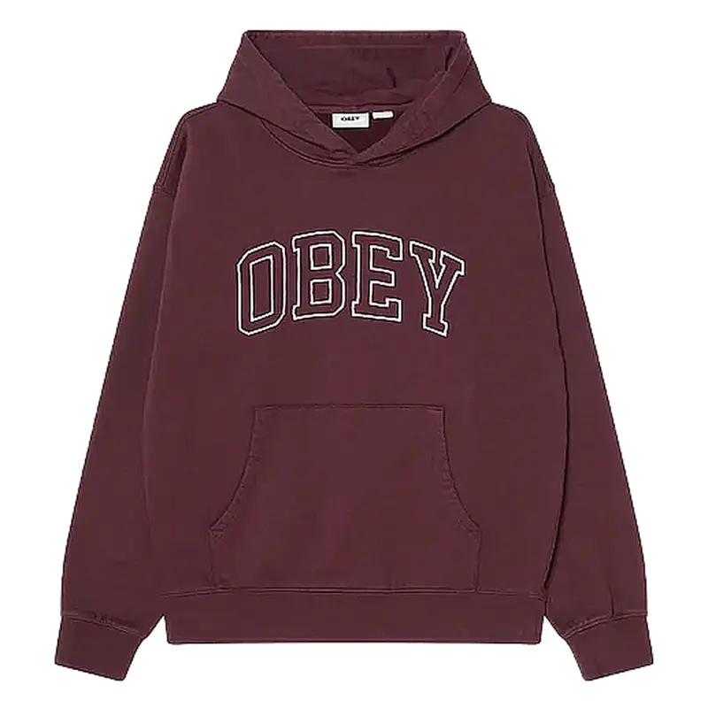 Obey felpa collegiate faded hood fleece - winetasting faded wash BURGUNDY