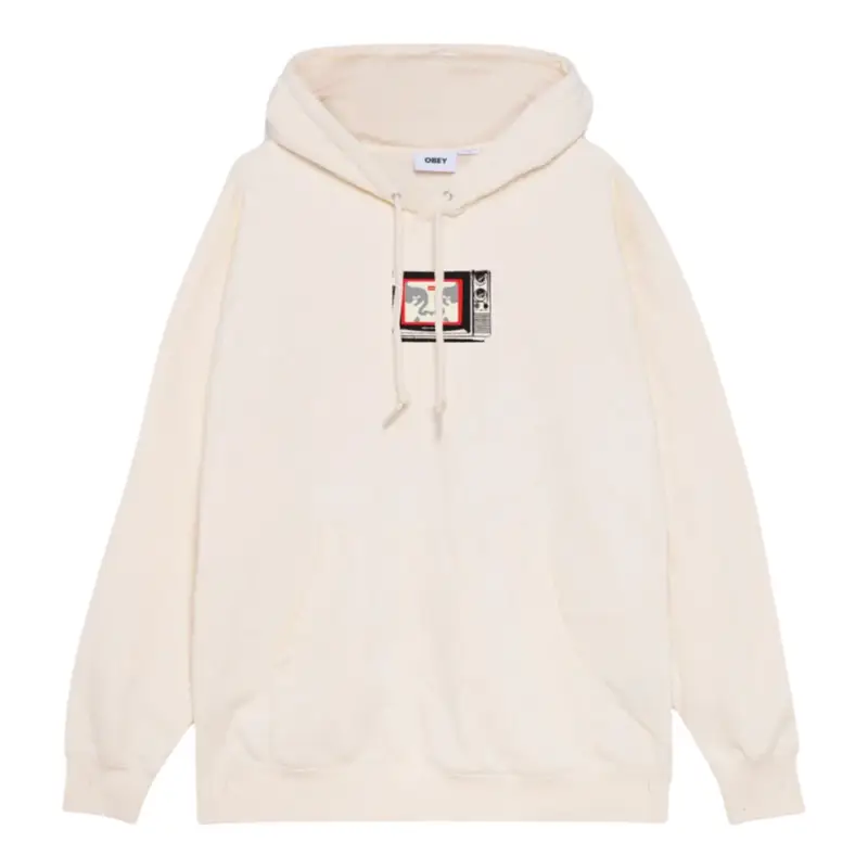 Obey felpa uomo tv premium pullover fleece - unbleached