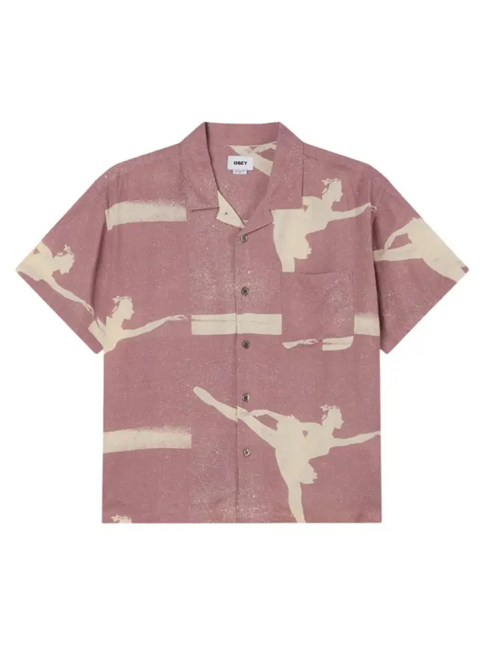 Obey Jacques cuban shirt camicia maniche corte - mauve multi PINK