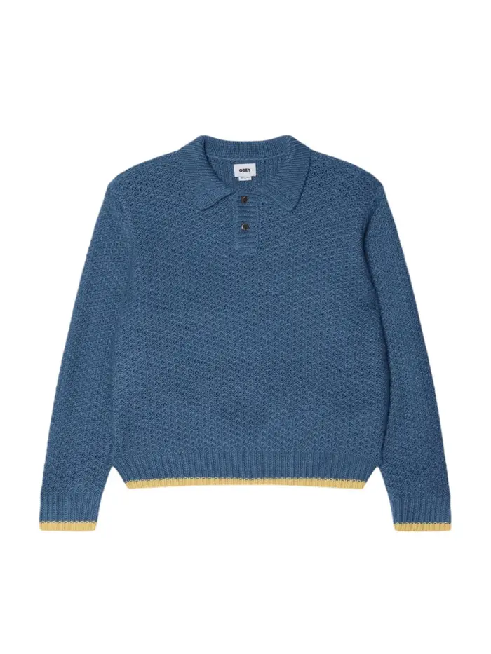 Obey Loreto Polo knit sweater maglioncino in lana con colletto - Captains blue multi